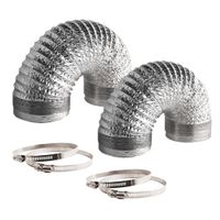 VIVOSUN 2-Pack 4 Inch 8 Feet Non-Insulated Flex Air Aluminum Ducting for HVAC Ventilation, 4 Clamps Included