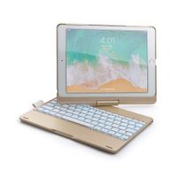 FuriGer iPad Keyboard Case for iPad Pro 9.7 Inch, New 2018 iPad, 2017 iPad, iPad Air 1 and 2 Bluetooth Keyboard with 360 Rotate Smart Folio Hard Back Cover, Slim Fit, Auto Wake and Sleep -Gold