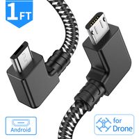 1FT 90 Degree Micro USB to Micro USB Android Phone Tablet OTG Data Cable Right Angle Connector Wire Cord for DJI Spark, Mavic Pro, Platinum, Air, 2 Pro, Zoom Remote Controller Accessories (1 Pack)