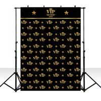 MEHOFOTO Black and Gold VIP Photography Backdrops Crown Stars Polyester Birthday Party Decorations Photo Studio Booth Background Banner 5x7ft