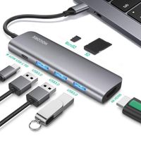 USB C Hub HDMI, HOGORE 7-in-1 USB Type C Multi-port Adapter Dongle with 4K HDMI, 60W PD Charging,3 USB 3.0 Ports,SD/Micro,Compatible with MacBook,HP Spectre,Dell XPS, Lenovo Yoga,ChromeBook,Surface Go