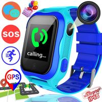 Kids Smart Watch Phone GPS Tracker Accurate WiFi Locator IP68 Waterproof SOS Call Voice Chat Camera Games 1.44'' Touchscreen Digital Bracelet for 3-14 Years Boys Girls Students Holiday Birthday Gifts