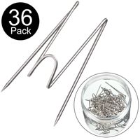 Fabric Panel Wall Hooks Door Hook Stainless Cabinet Draw Hooks for Interior or Exterior Decor at Home, School, Office, DIY for Party or Holiday (Pointed Tip Design, 36 Pieces)