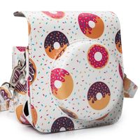 Woodmin Groovy PU Leather Instant Camera Case with Shoulder Strap for Fujifilm Instax Mini 90 (Dount)