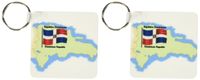 3dRose Map and Flag of the Dominican Republic in both English and Spanish - Key Chains, 2.25 x 2.25 inches, set of 2 (kc_46646_1)