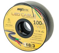100 ft. 18AWG Low Voltage LED Cable 3 Conductor Black Sleeve in-Wall Speaker Wire UL/cUL Class 2 Certified