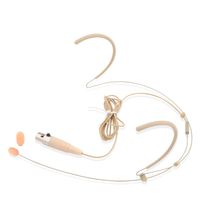 Double Over Ear Microphone Headset - Professional Hands Free Omnidirectional Wired Audio Boom Condenser Microphone Headset w/ 4 Pin Mini XLR, 1.2m Cable, and Windscreen - Pyle Pro PMHMS20 (Beige)