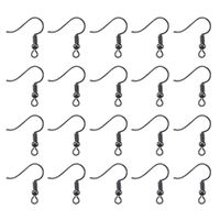 TOAOB 100pcs Earring Hooks Ear Wires with Ball and Coil Gray-Black Hypo Allergenic 18mm for DIY Jewelry Making