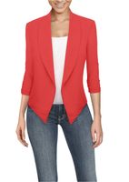 Womens Casual Work Office Open Front Blazer JK1133 Coral XL