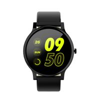 Mintsin 1.3" LCD Display Touch Screen Fitness Tracker Watch with Heart Rate and Sleep Monitor, Notification Smartwatch Compatible with 2019 Version Android and iOS (Black PU Leather Watchband)