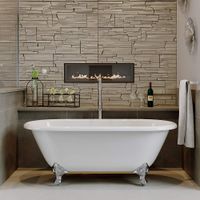 60" Cast Iron Double Ended Clawfoot Tub Complete Chrome Modern Freestanding Package-"Franklin"