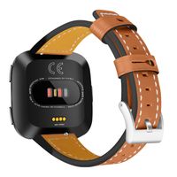 Aottom Compatible for Fitbit Versa/Versa Lite Band Leather Women Men Soft Sweatproof Breathable Replacement Band Metal Buckle Clasp Bracelet Wristband for Fitbit Versa/Versa Lite/Versa Special Edition