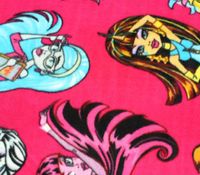 Polar Fleece Fabric Anti Pill Prints Monster HIGH Poses Pink / 60" Wide/Sold by The Yard S-614