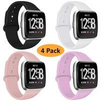 Coperr 4 Packs Bands Compatible with Fitbit Versa/Fitbit Versa 2 / Fitbit Versa Lite for Women and Men, Soft Silicone Sport Strap Replacement Wristband with Ventilation Holes for Fitbit Versa