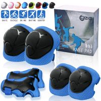 CrzKo Kids Protective Gear, Knee Pads and Elbow Pads 6 in 1 Set with Wrist Guard and Adjustable Strap for Rollerblading Skateboard Cycling Skating Bike Scooter