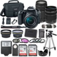 Canon EOS 77D DSLR Camera Bundle Canon EF-S 18-135mm f/3.5-5.6 is USM Lens + Canon EF 75-300mm f/4-5.6 III Lens + Kit