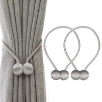 2 Pieces Magnetic Curtain Tiebacks, Home Curtain Buckle Strong Magnetic Curtain Buckle Curtain Clips Rope Straps Indoor Office Window Curtain Bracket Decoration (Silver)