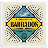 2 x 10cm Barbados Vinyl Stickers - Holiday Travel Sticker Laptop Luggage #18103 (10cm Wide)