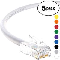 InstallerParts (5 Pack) Ethernet Cable CAT5E Cable UTP Non-Booted 10 FT - White - Professional Series - 1Gigabit/Sec Network/Internet Cable, 350MHZ