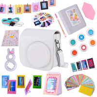 Tiessic Instax Mini 9 Camera Accessories Bundles Compatible with Fujifilm Instax Mini 9 Mini 8 Mini 8+ Camera with Mini 9 Case,64 Photos Mini Photo Album,etc. (Smokey White，14 Items)