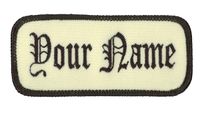 Name Patch Uniform Work Shirt Personalized Embroidered Drk Brown Border and Rice. Sew on.