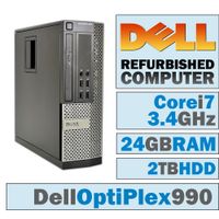 Dell OptiPlex 990 SFF/Core i7-2600 Quad @ 3.40 GHz/DVI Graphics Card/24GB DDR3/2TB HDD/DVD-RW/WINDOWS 10 HOME 64 BIT