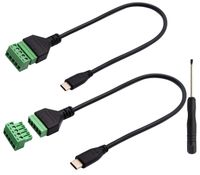 zdyCGTime Type C USB Screw Terminal Block Connector Cable 2.0 Type C USB Male Plug to 5 Pin way Female Bolt Screw with Shield terminals Pluggable Type Adapter Connector Converter Cable（30CM2Pack Male)