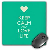 3dRose LLC 8 x 8 x 0.25 Inches Mouse Pad, Keep Calm and Love Life Turquoise (mp_123117_1)