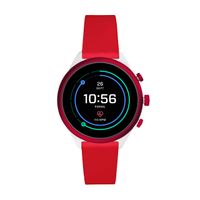 Fossil Women's Sport Heart Rate Metal and Silicone Touchscreen Smartwatch, Color: White, Red (Model: FTW6052)