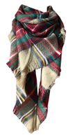 Wander Agio Womens Warm Scarf Triangle Shawls Large Scarves Stripe Plaid Fichu Triangle Camel Colour 7