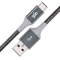 360 Electrical 360654-CH Habitat 4ft Premium Braided Charging Cable with USB-C to USB-A Connectors - Authentic Collection-Charcoal