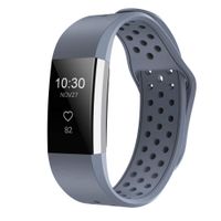 iGK Silicone Replacement Bands Compatible for Fitbit Charge 2, Adjustable Breathable Sport Strap Smartwatch Fitness Wristband with Air Holes with Clsap Gray Large