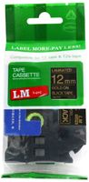 LM Tapes - Premium 1/2" Gold Print on Black Label Compatible with P-Touch TZe-334 Tape TZ-334 and Comes with a Great Tape Color/Size Guide for Easy reordering.
