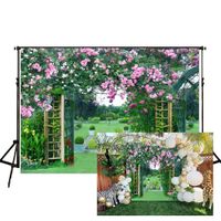 Garden Backdrops Spring Rose Photography Background 7X5ft Wedding Flower Floral Green Grass Vinyl Digital Printed Photo Studio Props YL015