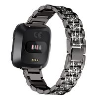 bayite Bling Bands Compatible with Fitbit Versa Band for Women, Metal Bracelet Replacement Wristband Smartwatch Accessories, Black
