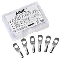 AIRIC 20PCS 8 Gauge 1/4" Stud DIN 46235 Cable Lugs Heavy Duty Tinned Copper Tubular Lugs Ring Terminal Connectors