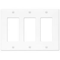 Enerlites 8833-W Decorator Light Switch/Receptacle Outlet Wall Plate, Polycarbonate Thermoplastic, Standard/3 Gang, White