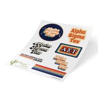 Alpha Sigma Tau 70's Themed Sticker Sheet Decal Laptop Water Bottle Car (Full Sheet - 70's)