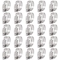 Keadic 25Pcs Adjustable Fuel Line Clips Worm Gear Hose Clamp Assortment Kit for Various Pipes Automotive Mechanical Use - 304 Stainless Steel (18-32mm)