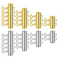 8 Pieces 4 Sizes Slide Clasp Lock Necklace Connector，Necklace Sider Clasps Layered，Multi Strands Slide Tube Clasps for Layered Bracelet Necklace Jewelry Crafts