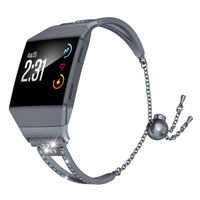 Wearlizer Bling Band Compatible for Fitbit Ionic Bands Women, Stainless Steel Bling Replacement Band Bracelet with Diamond Rhinestones X-Link Compatible Fitbit Ionic Small Large (Grey)