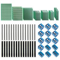 KeeYees 70pcs Universal PCB Board Kit, Including 7 Sizes Double Sided PCB Prototype Boards, 2.54mm 40 Pin Male Female Header Connector and 5mm 2 Pin / 3 Pin Screw Terminal Block