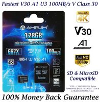 128GB Micro SD SDXC Card Plus Adapter - Amplim 128 GB microSD Card for Cell Phone, Tablet, Camera, GoPro, Nintendo, Fire, DJI (Extreme 100MB/s 667X V30 A1 Class 10 U3 UHS-I Pro TF microSDXC Memory)