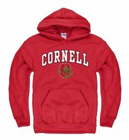 Campus Colors NCAA Adult Arch & Logo Gameday Hooded Sweatshirt (Cornell Big Red - Red, XX-Large)