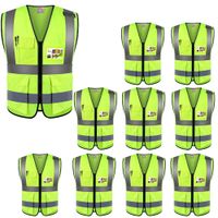ZOJO High Visibility Reflective Vests,(Pack of 10, 2XL-Neon Yellow) Lightweight Mesh Fabric, Wholesale Safety Vest for Outdoor Works, Cycling, Jogging,Walking,Sports-Fits for Men and Women