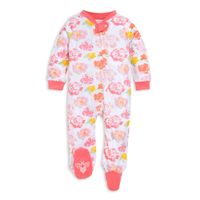 Burt's Bees Baby Unisex Baby Sleep & Play, Organic Pajamas, NB-9M One-Piece Zip Up Footed PJ Jumpsuit, Rosy Spring, Newborn