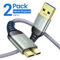 AINOPE USB 3.0 Micro Cable, 2 Pack / 3.3FT Seagate External Hard Drive Cable, Nylon Braided Seagate Cord,Compatible with Samsung Galaxy Note 3 S5 Toshiba WD Seagate External Hard Drive, etc