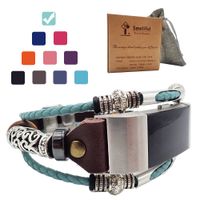 Smatiful Charge 2 Bands with Paper Case and Carrying Bag for Boys Girls, Adjustable Replacement Watches Band with Metal Clasp for Fitbit Brand Charge 2 HR Fitness, Green Mint (Teal)