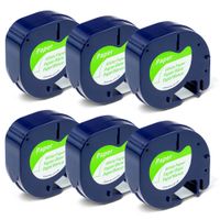 Replace DYMO LetraTag Labeling Refills Self-Adhesive Paper Tape Compatible with DYMO LetraTag Label Makers, Black Print on White, 1/2 Inch x 13 feet, 12mm x 4m, 6 Pack