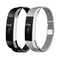 Fundro Replacement Bands Compatible with Alta HR and Alta, Stainless Steel Metal Bracelet Strap Replacement Wristband for Alta HR and Alta for Women Men, 2 Pack(Small,Black/Silver)